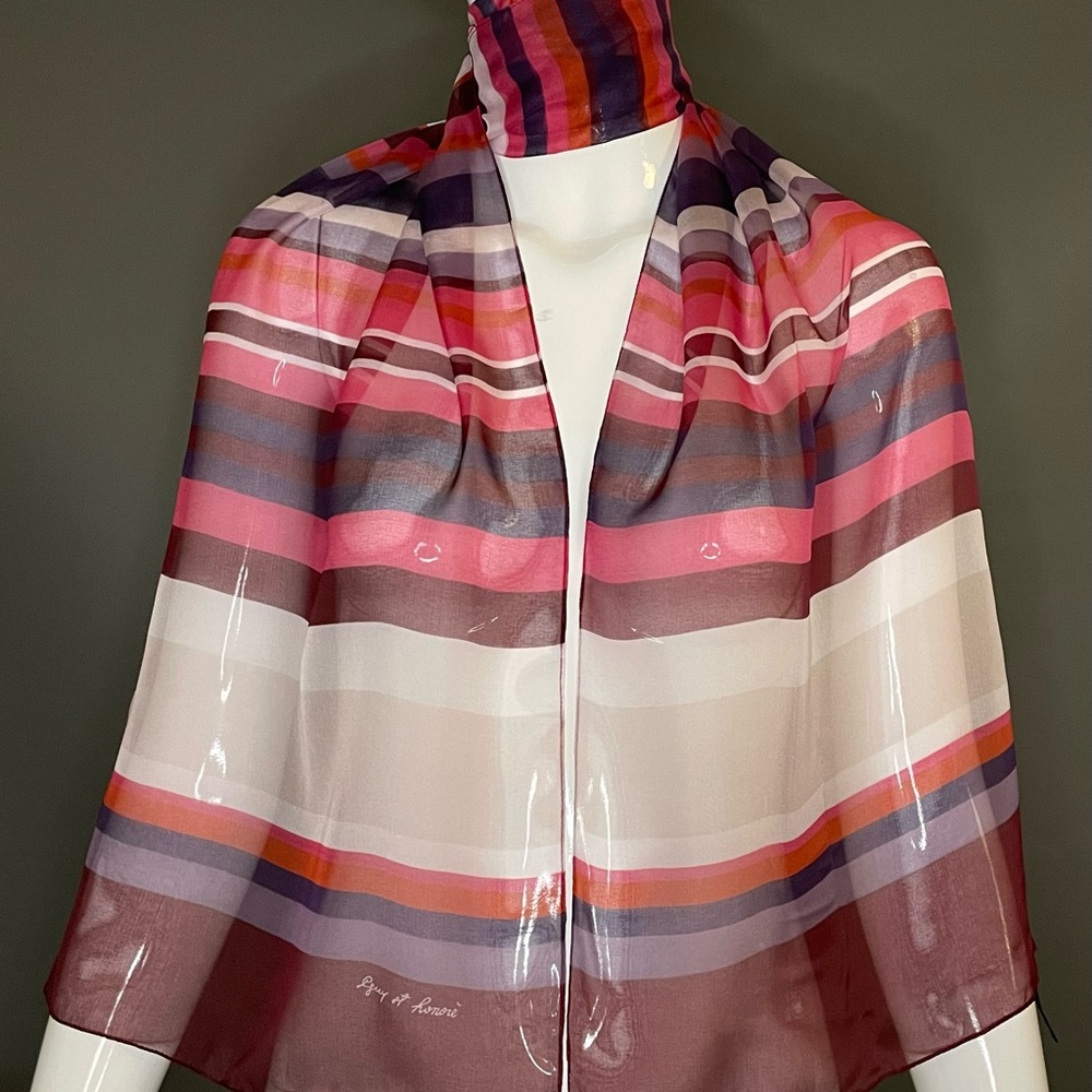 Lovely Vintage Guy St Honore Scarf Large 13 In by 62 In Excellent Condition - Picture 7 of 9
